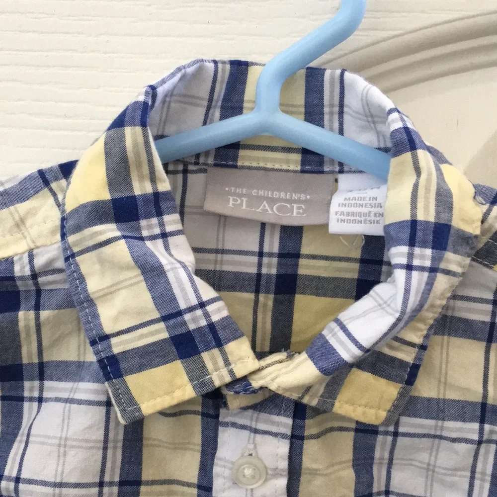 Infant Boys’ The Children’s Place Plaid Shirt Snap-crotch One-piece (9-12 months